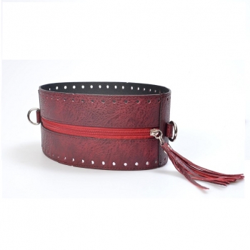 Round Eco-Leather Bag Frame with Zip, Tassel and Metal Rings, 21cm diameter(BA000557)